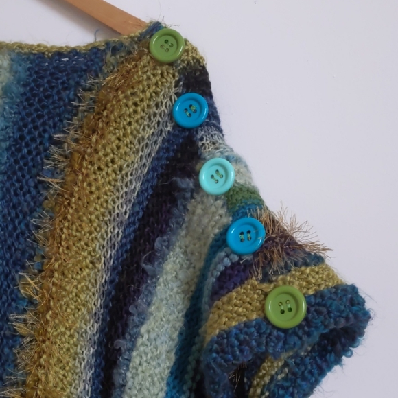 BOHO MULTI COLOURED PONCHO O/S - Picture 2 of 4